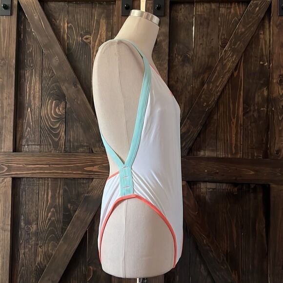 L *Space Maniac Retro White One Piece Swimsuit Sz- - Picture 7 of 11